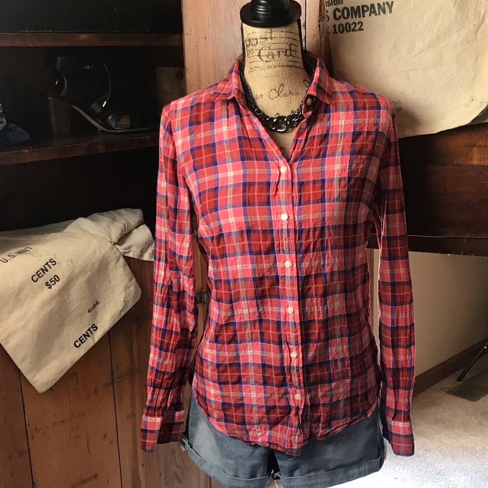 J. Crew plaid multicolored button down shirt - Picture 2 of 6